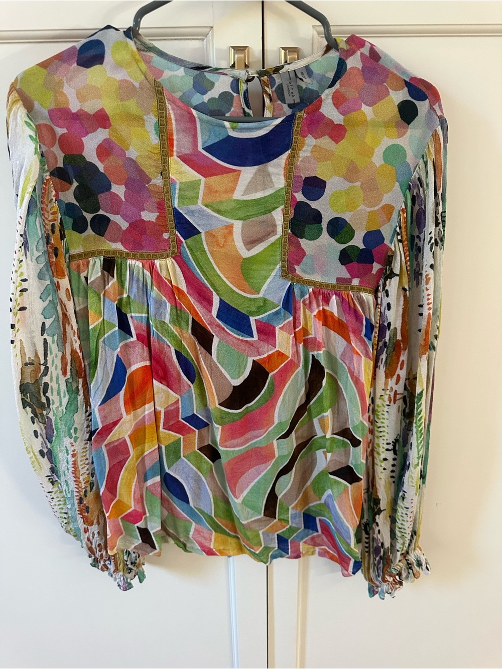 Anthropologie Multi-Color Patterned Long-Sleeve Women’s Blouse